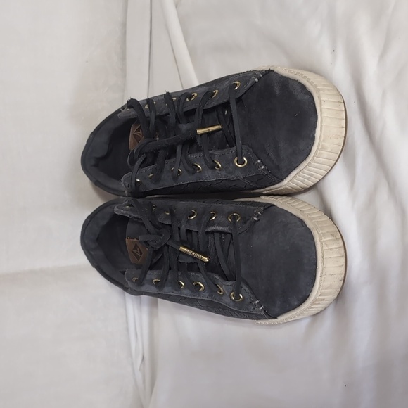 Sperry Anchor Plushwave Croc Suede Sneaker Navy Blue Lace-Up Size 7 - Picture 2 of 6